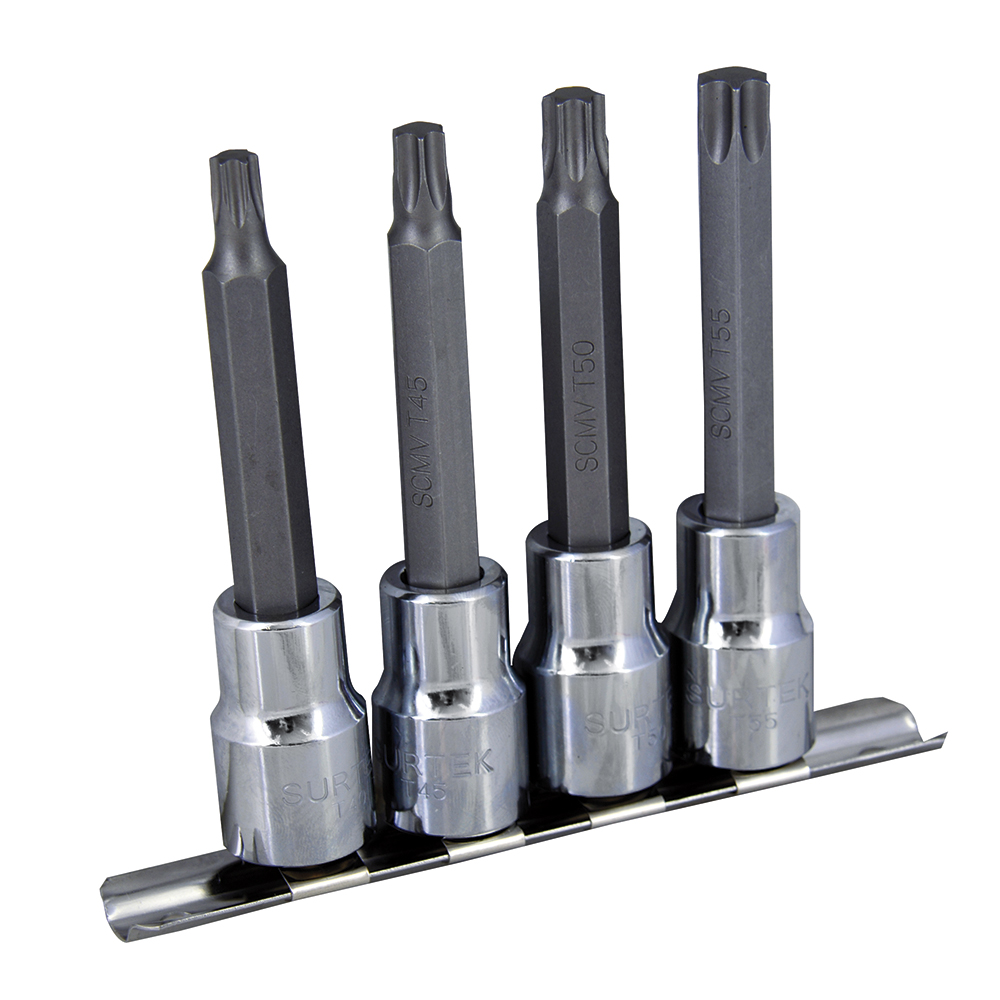 Juego De Dados Con Punta Larga Torx Cuadro De 1/2'', 4 Piezas Surtek