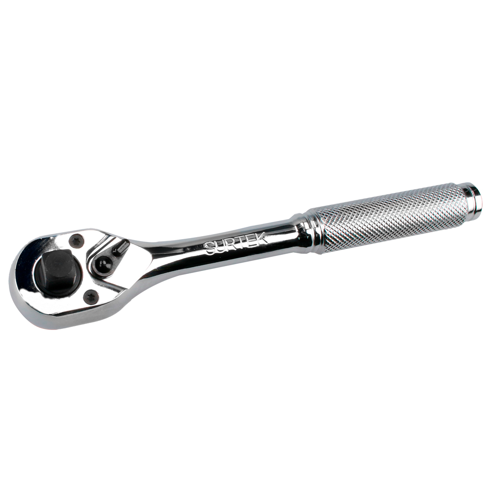 Matraca Triple Para Dados Cuadro De 1/4'', 3/8'', Y 1/2'', Cabeza Tipo Pera, Mango Moleteado Surtek