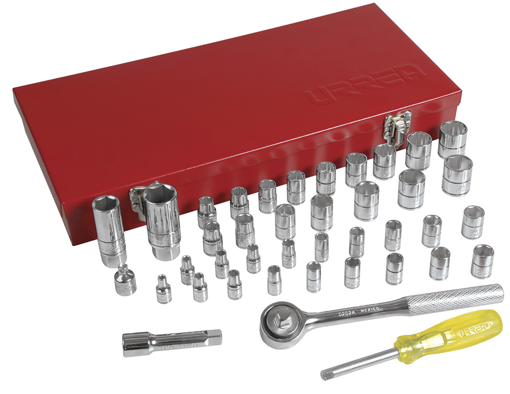 Juego De Dados Y Accesorios Cuadro De 1/4'' Y 3/8'' Combinado, 41 Piezas Urrea