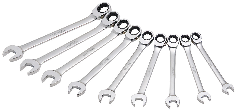Juego De Llaves Combinadas Pulido Espejo De Matraca Spline Rev En Pulgadas, 9 Piezas Urrea