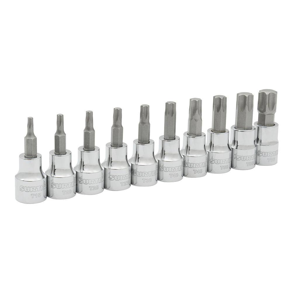 Juego De Dados Punta Torx Cuadro De 3/8'', 10 Piezas Surtek