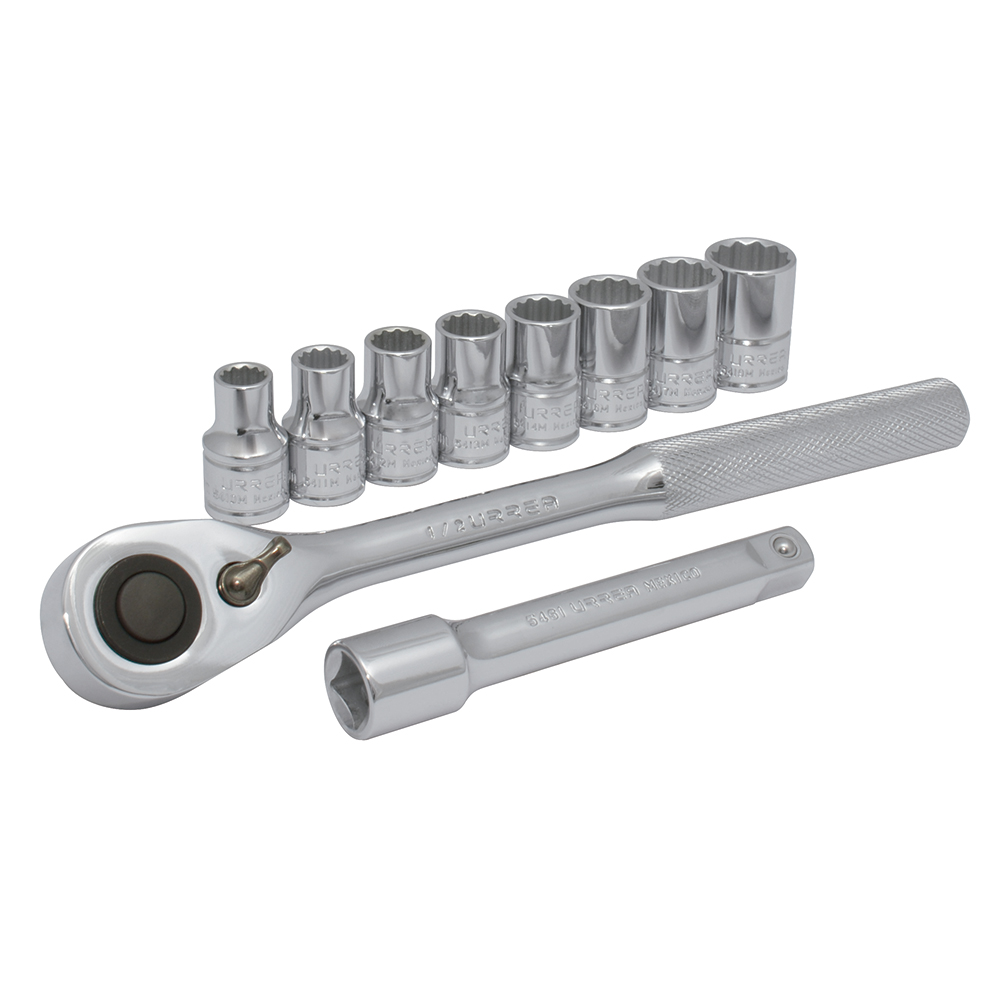 Juego De Dados Y Accesorios Cuadro De 1/2'' Métrico, 10 Piezas Urrea