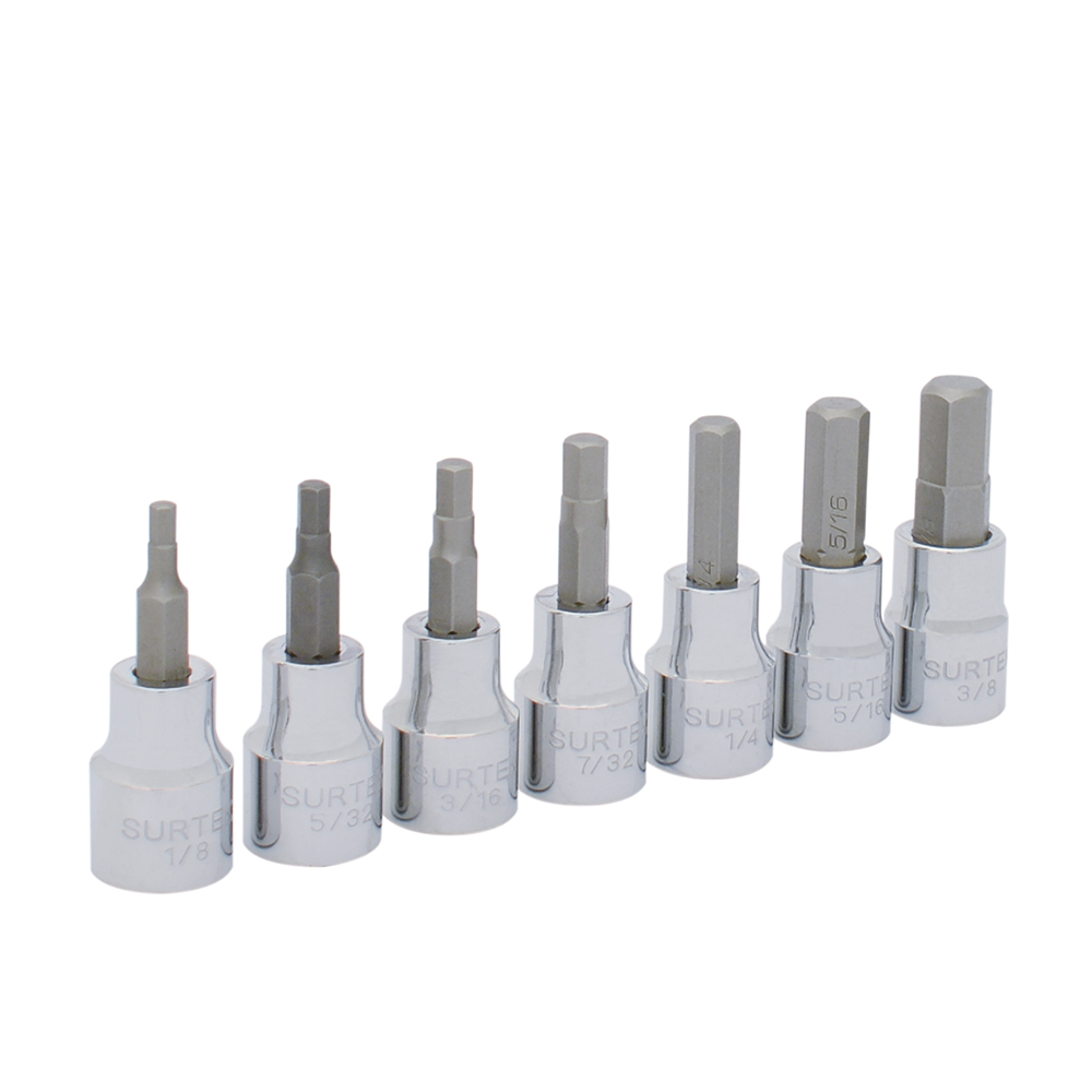 Juego De Dados Con Punta Hexagonal Cuadro De 3/8'', 6 Puntas, En Pulgadas, 7 Piezas Surtek