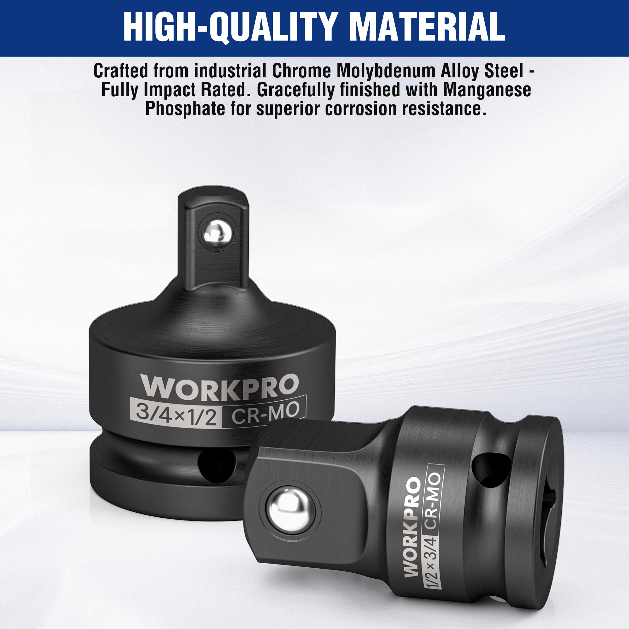 Foto 5 pulgar | Juego De Adaptadores Impact Socket Workpro De 3/4 F A 1/2 M Y De 1/2 F A 3/4 M - Venta Internacional.