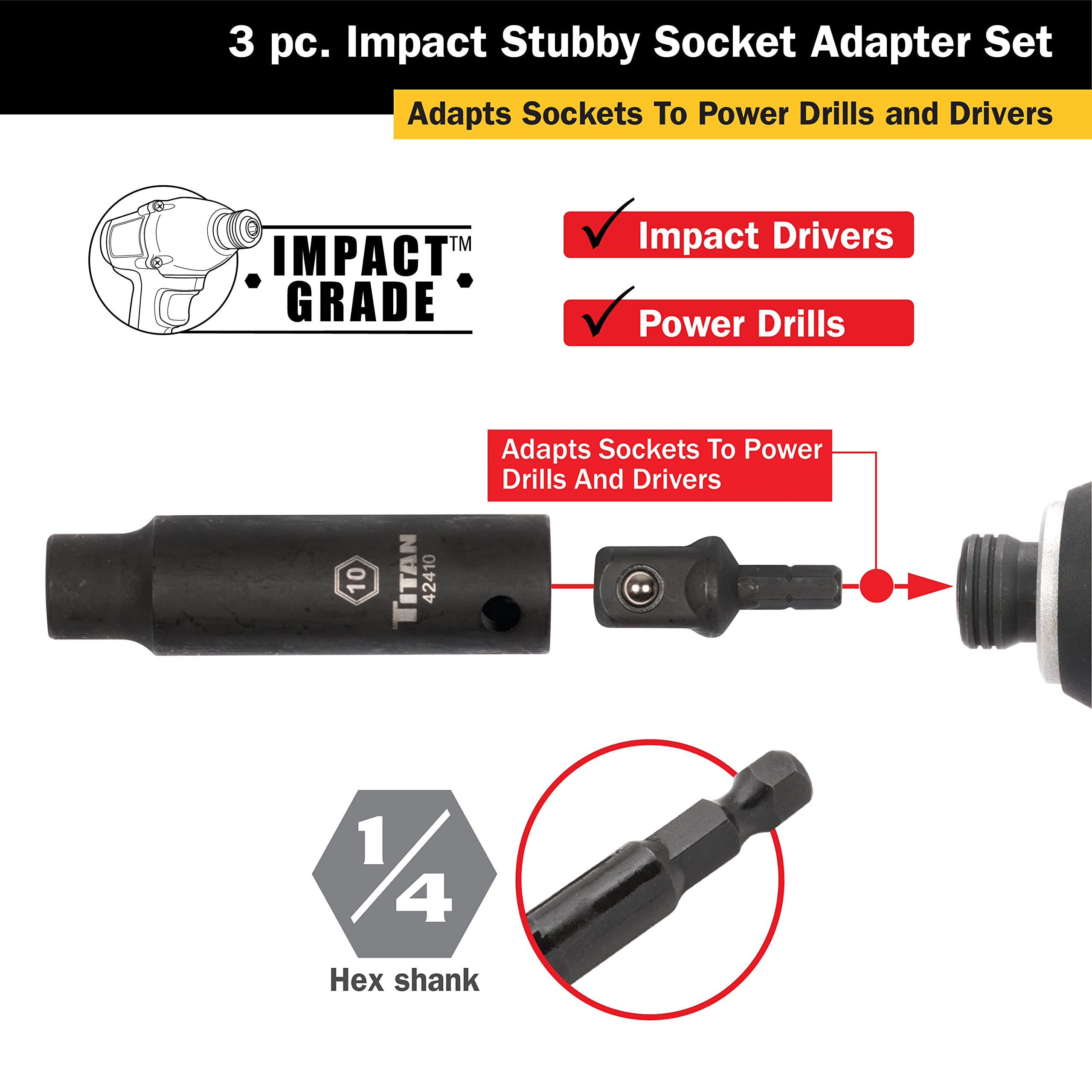 Foto 2 | Set De Adaptador Y Extensión De Enchufe Titan 12061 De 3 Piezas - Venta Internacional.
