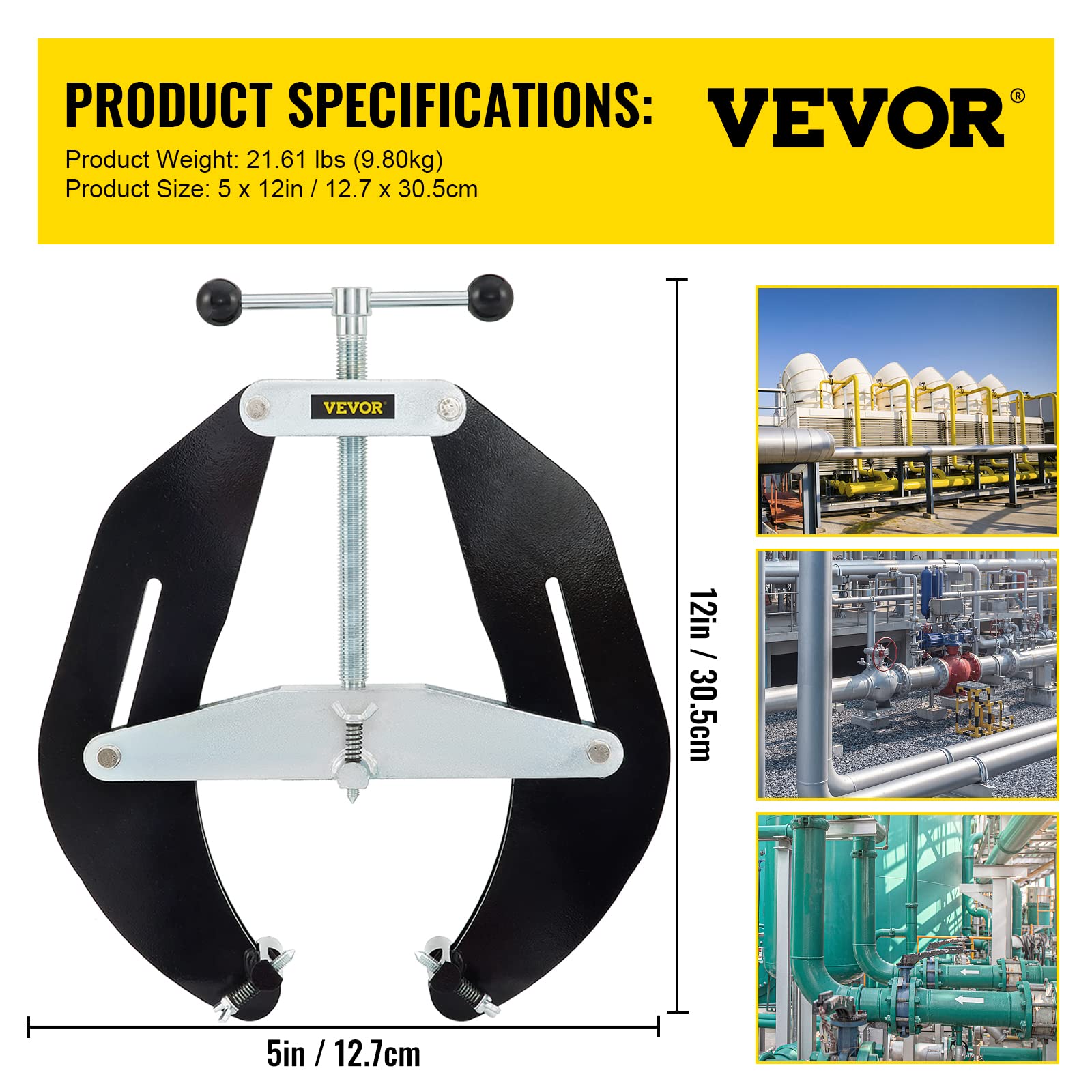 Foto 7 | Abrazadera De Tubo Vevor Vv-uc-125 De 5 A 12 Cm De Acero Al Carbono Ligera - Venta Internacional.