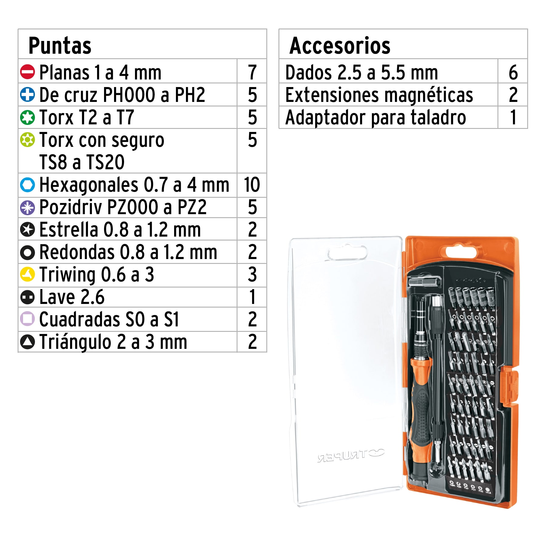 Foto 3 pulgar | Desarmador de Precisión Truper JOY-57 con 57 Puntas Intercambiables