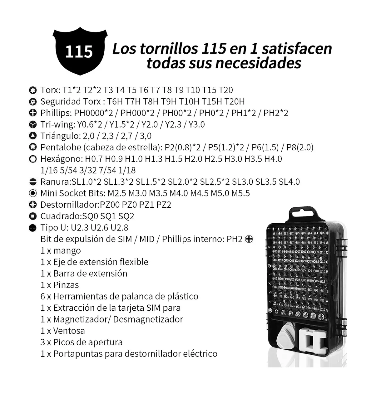 Foto 3 pulgar | Desarmadores y Herramientas de Precisión Belug color Negro 115 Piezas