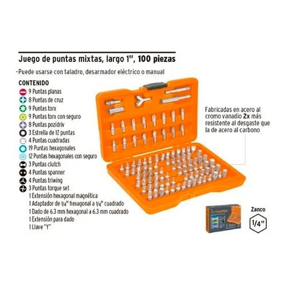 Foto 4 pulgar | Juego de Puntas Truper para Desarmador 100 Piezas