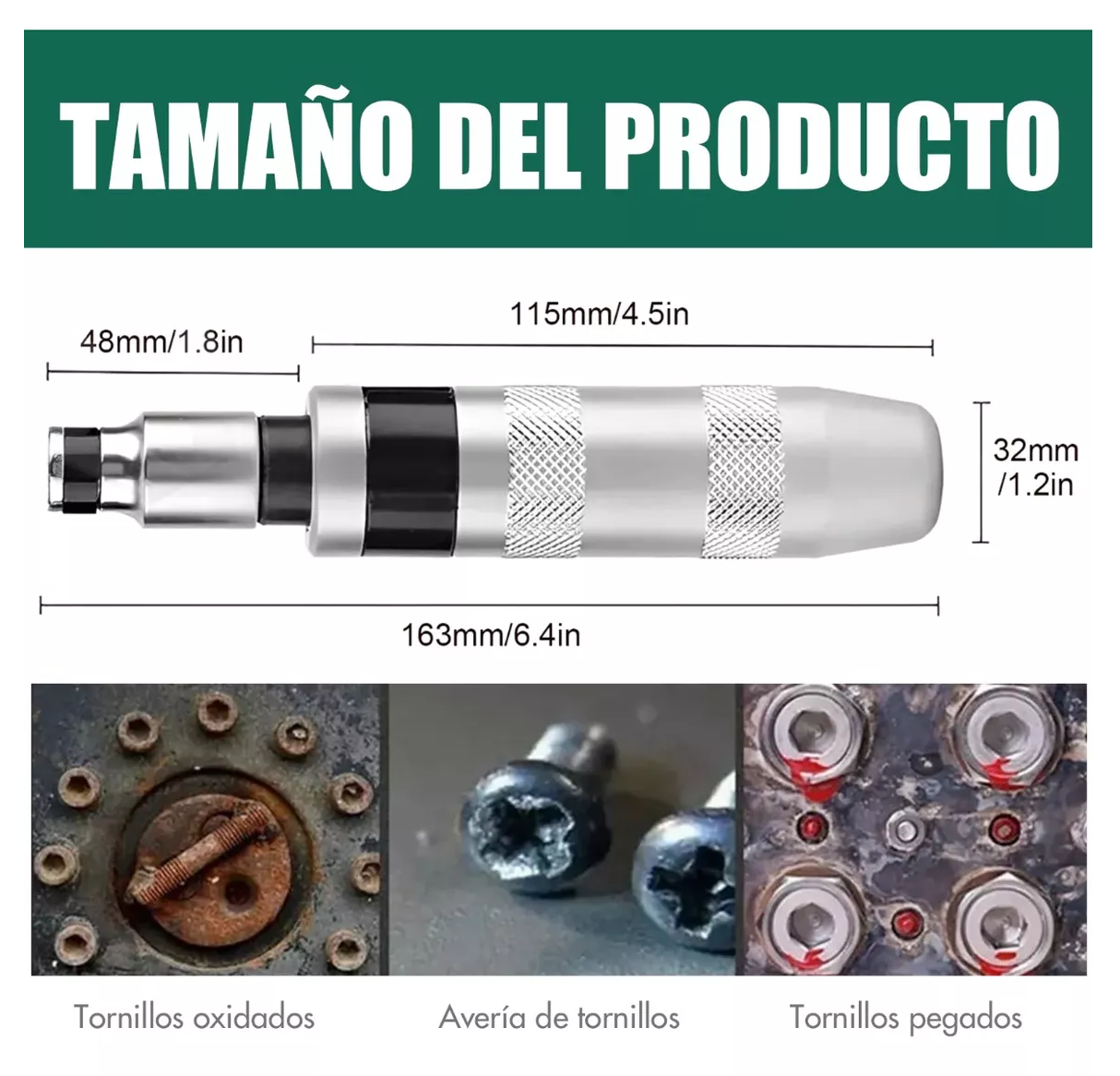 Foto 2 | Juego De Destornilladores De Impacto 13 Piezas Multiusos Verde Plata