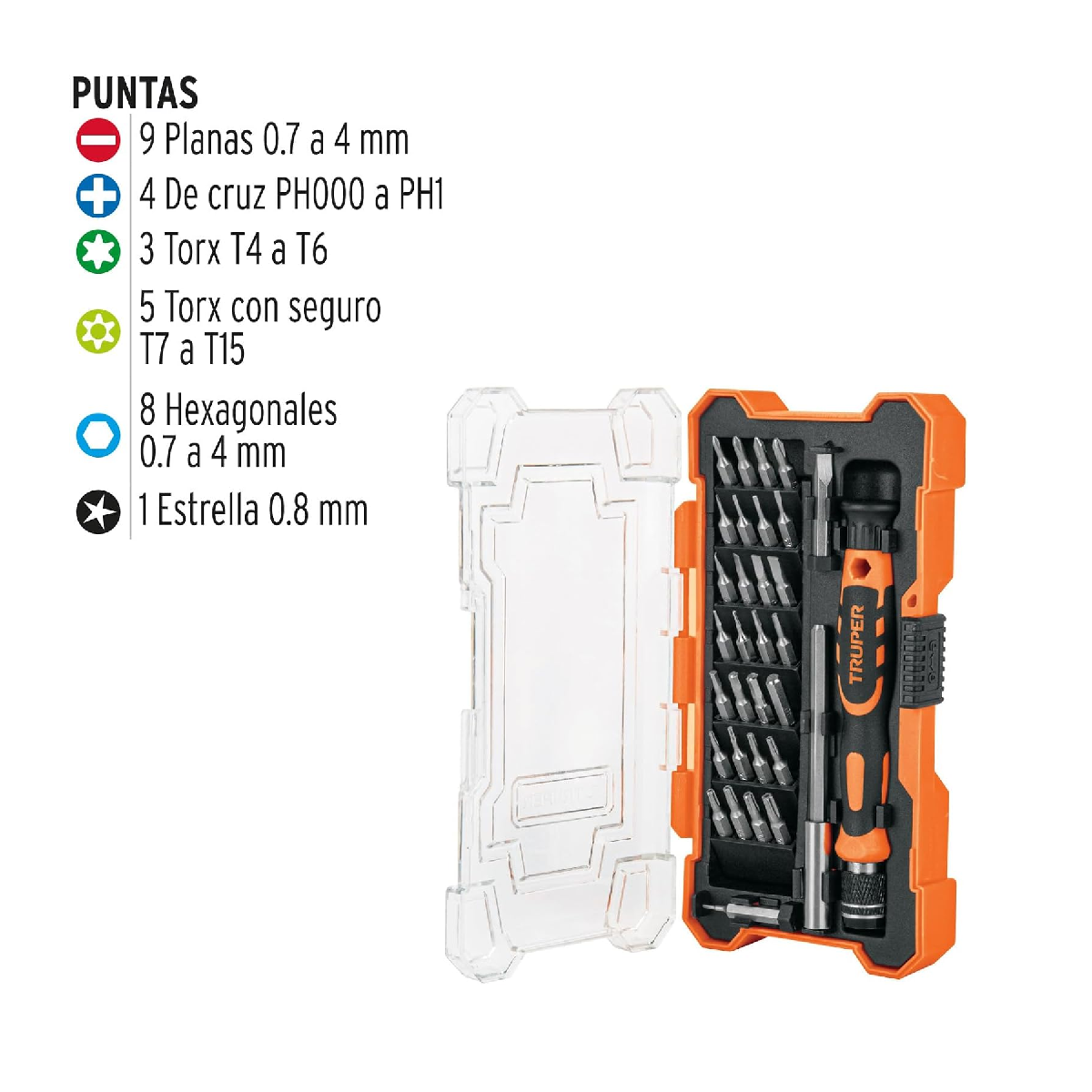 Foto 4 pulgar | Desarmador de Precisión Con 30 Puntas Y Extensión Truper 14162