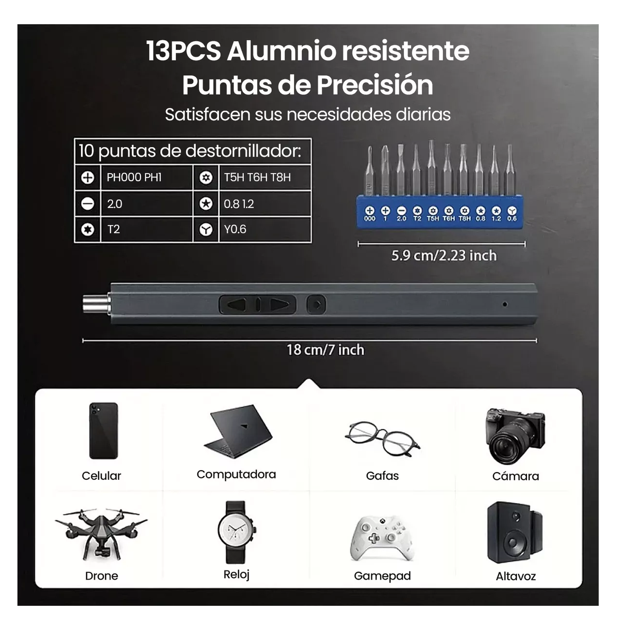 Foto 5 pulgar | Juego De Desarmadores Precisión Eléctrico Mini Celular Negro