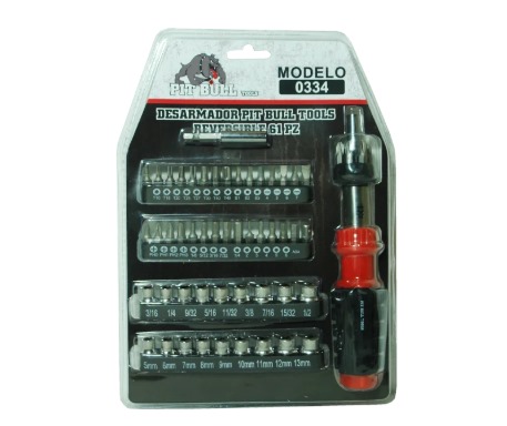 Desarmador Pit Bull Tools Reversible 61 Piezas