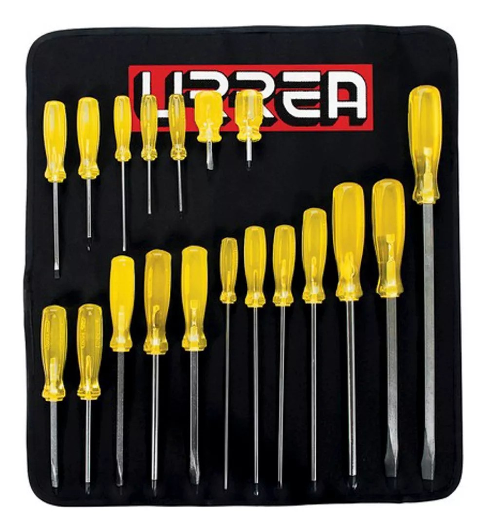Kit 19 Destornilladores Urrea Acero Combinado C/mango Ambar