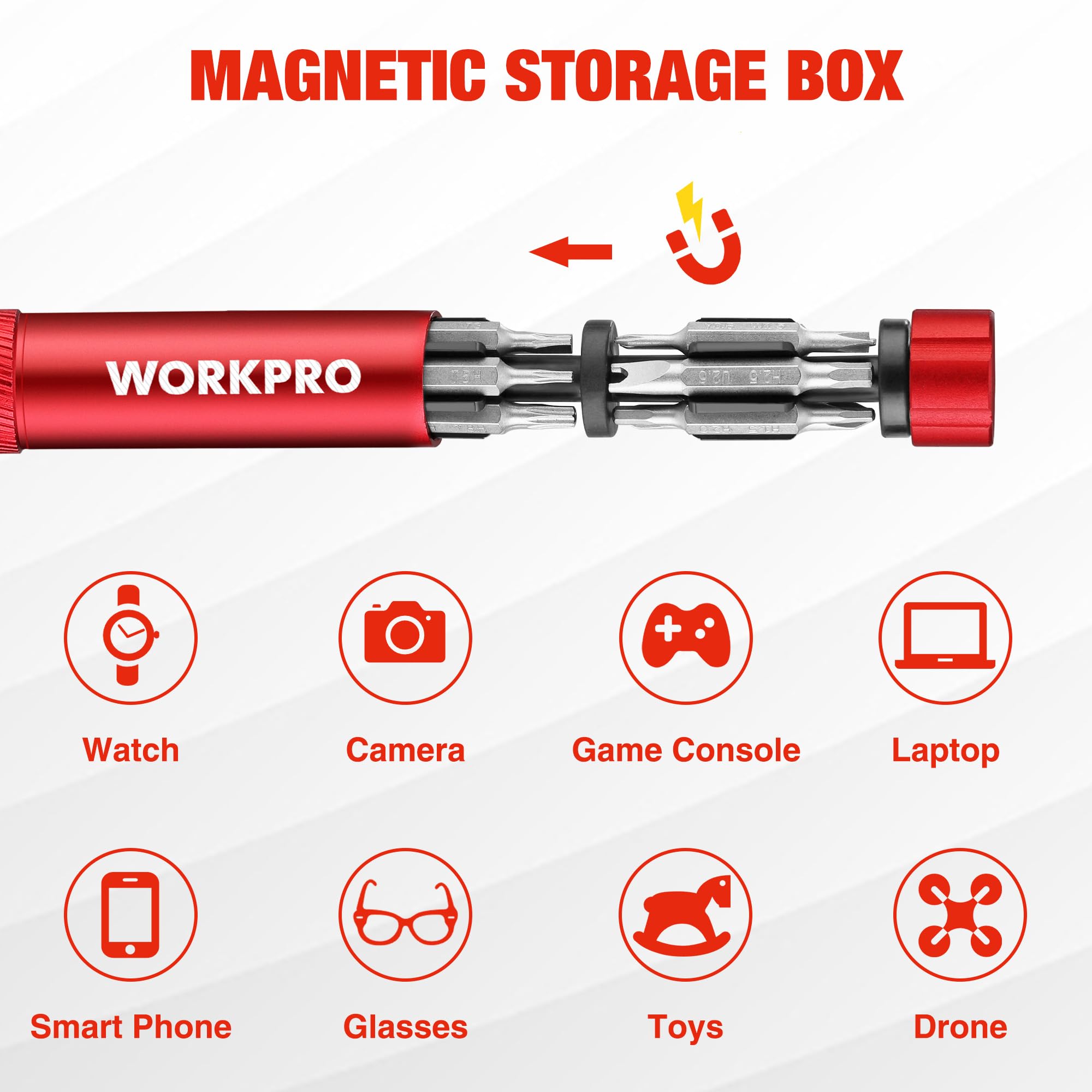 Foto 2 | Juego De Destornilladores De Precisión Workpro 24 En 1 Con Puntas De Acero S2 - Venta Internacional.