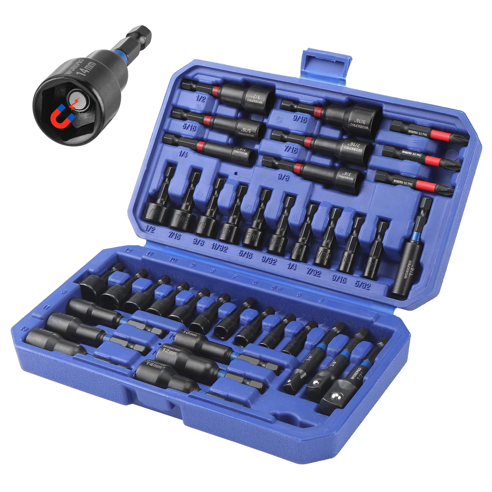 Foto 2 pulgar | Juego De Destornilladores Workpro De 39 Piezas Con Vástago Hexagonal Magnético De 1/4 - Venta Internacional.
