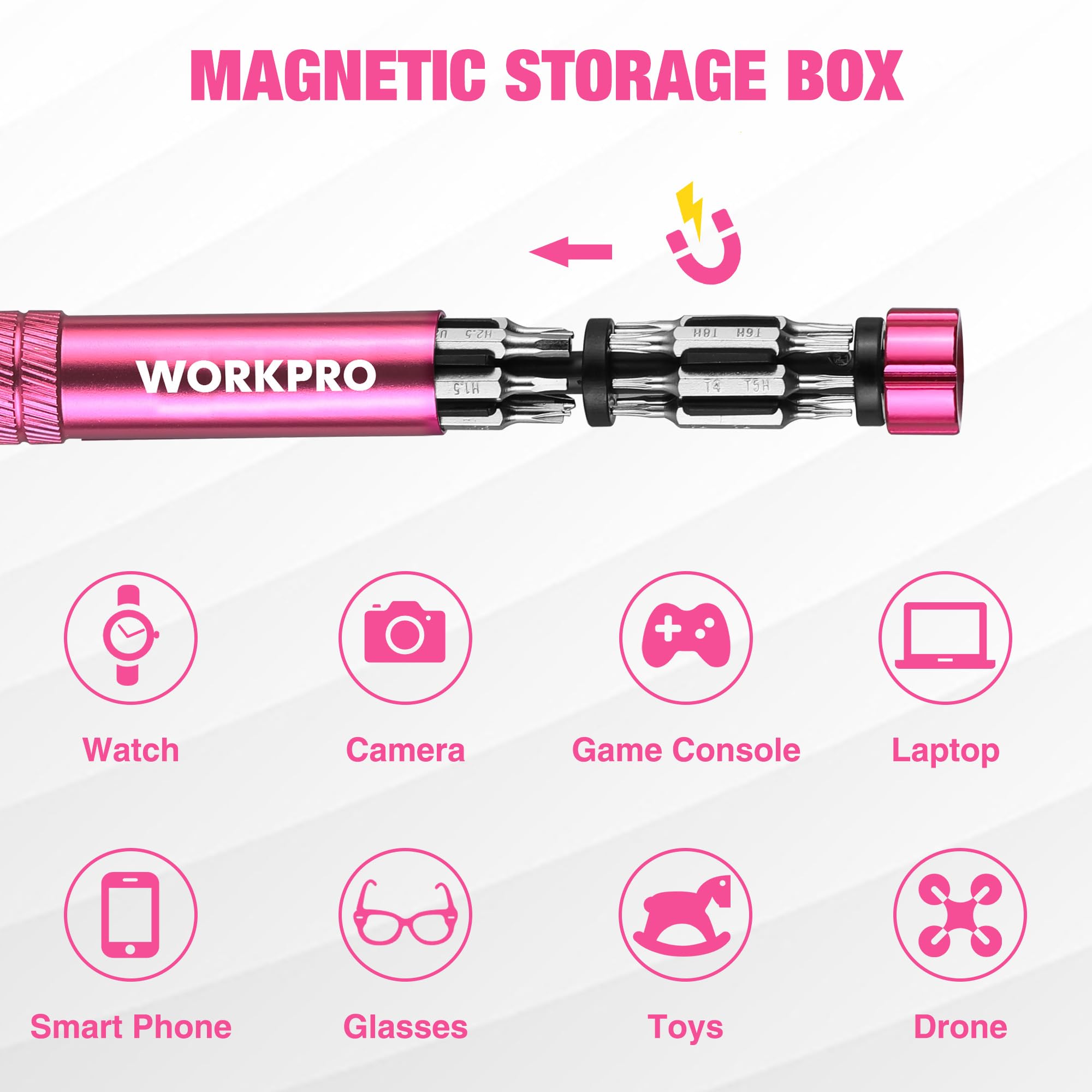 Foto 4 pulgar | Juego De Destornilladores De Precisión Workpro 24 En 1 Rosa Con Funda - Venta Internacional.