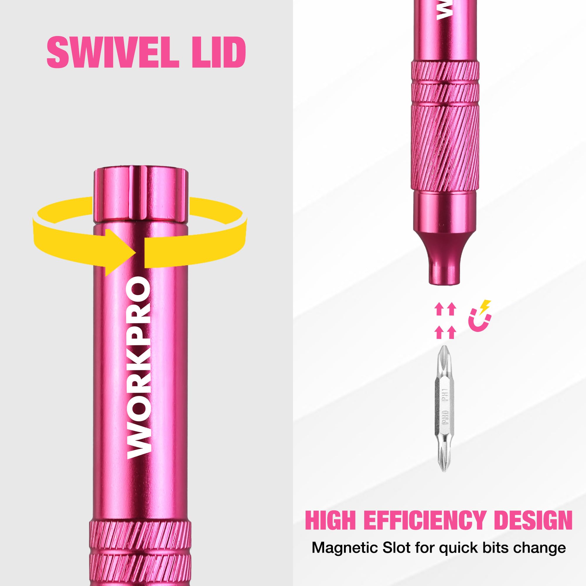 Foto 5 pulgar | Juego De Destornilladores De Precisión Workpro 24 En 1 Rosa Con Funda - Venta Internacional.
