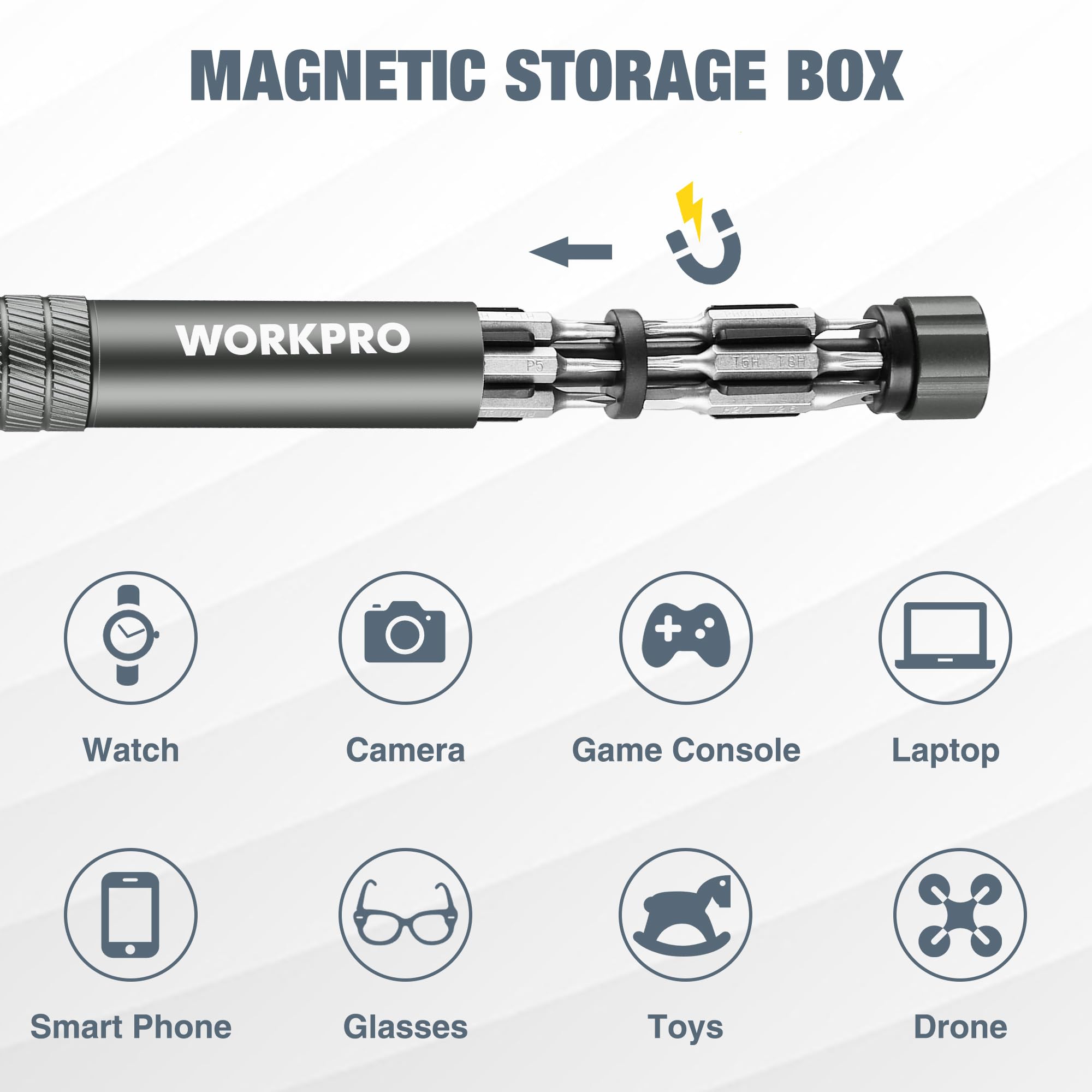 Foto 4 pulgar | Juego De Destornilladores De Precisión Workpro 24 En 1 Con Puntas De Acero S2 - Venta Internacional.