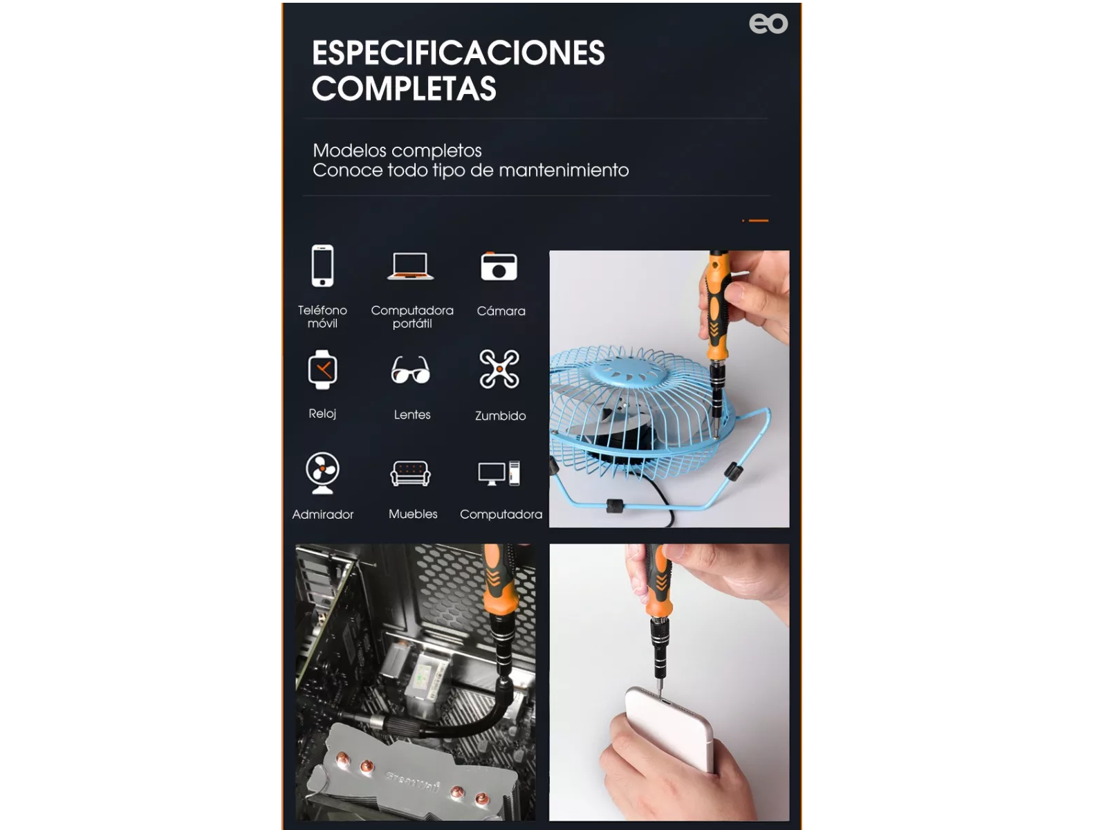 Foto 3 pulgar | Kit Destornillador Puntas Magnéticas P/pc Celular Ps4 170pzs Eo Safe Imports Esi-12688-1 Multicolor