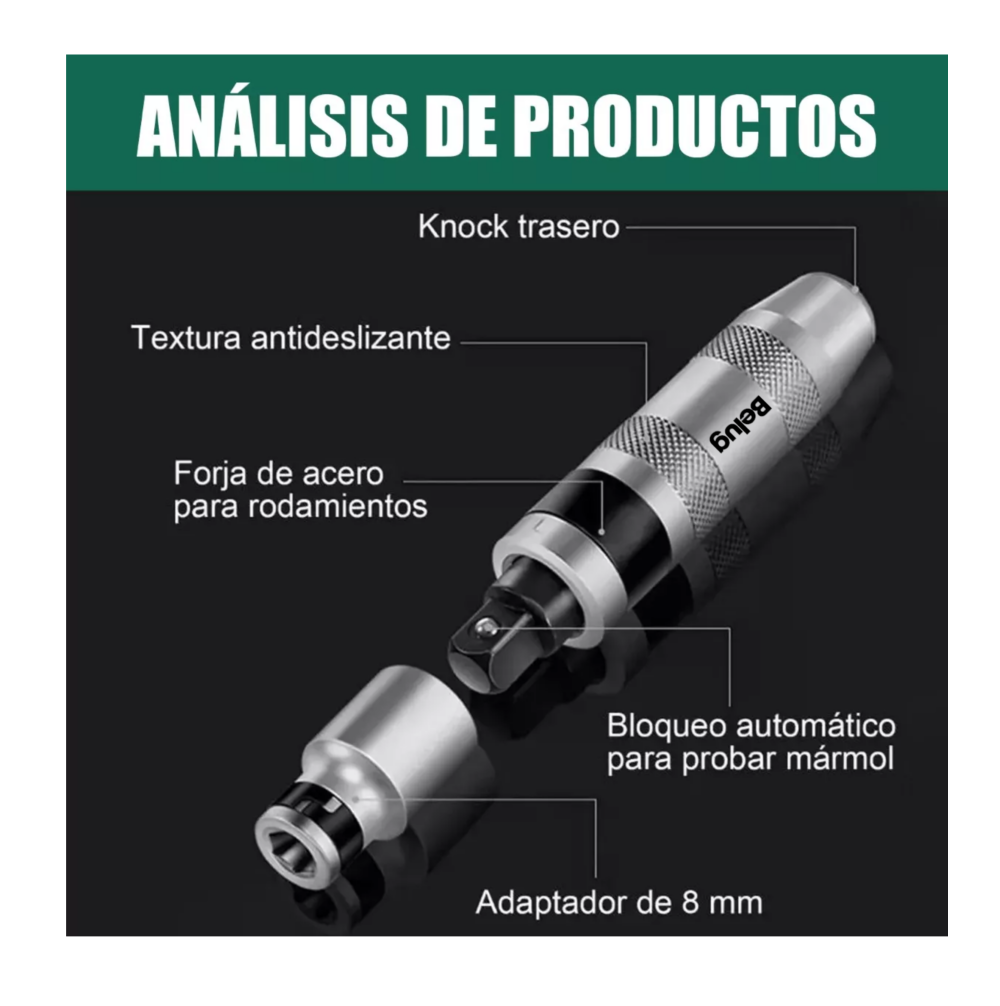 Foto 4 pulgar | Juego De Destornilladores De Impacto 13 Piezas Multiusos Verde Plata Belug