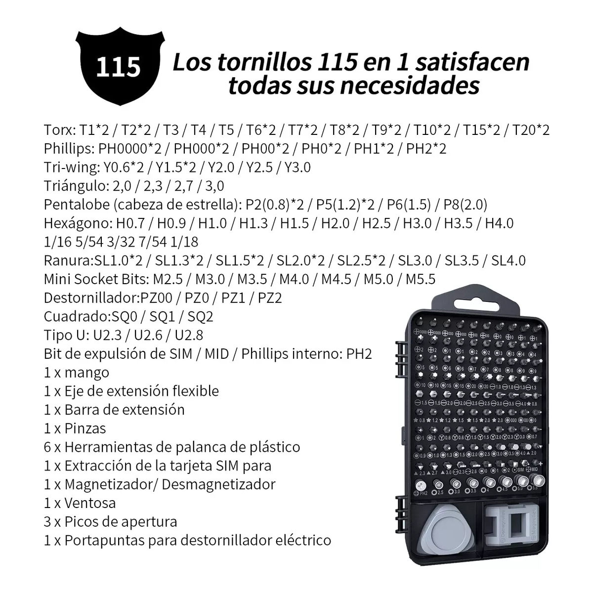 Foto 3 pulgar | Kit De Desarmadores Y Herramientas De Precisión 115 En 1 Belug