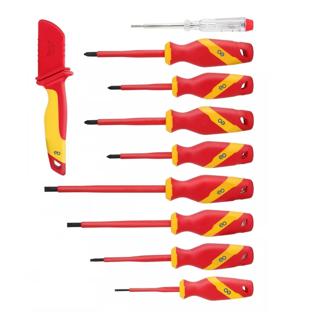 Juego De Destornilladores Aislados 10 Piezas Eo Safe Imports Esi-11983-1 Rojo