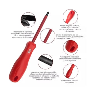 Foto 3 | Juego De Destornilladores Aislantes 9pzs Eo Safe Imports Esi-9225-1 Rojo