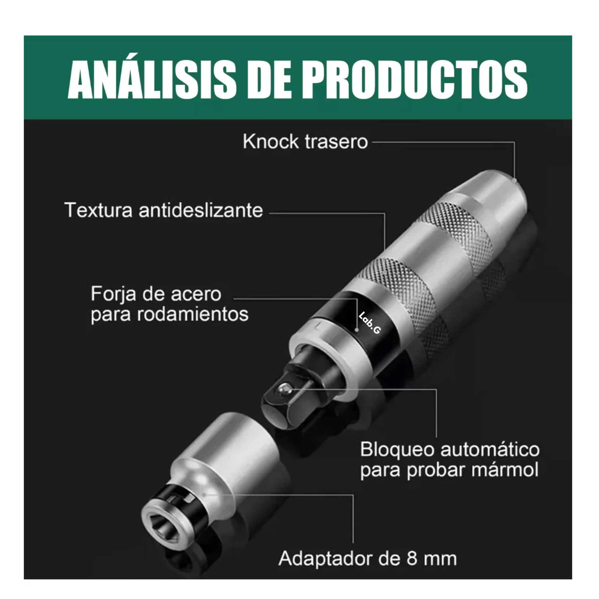 Foto 4 pulgar | Juego De Destornilladores De Impacto Lab.g 13 Piezas Multiusos Verde Plata