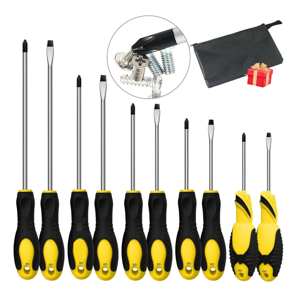Juego Destornilladores 10pz Desarmadores De Precisión Magnética Eo Safe Imports Esi-18715 Multicolor