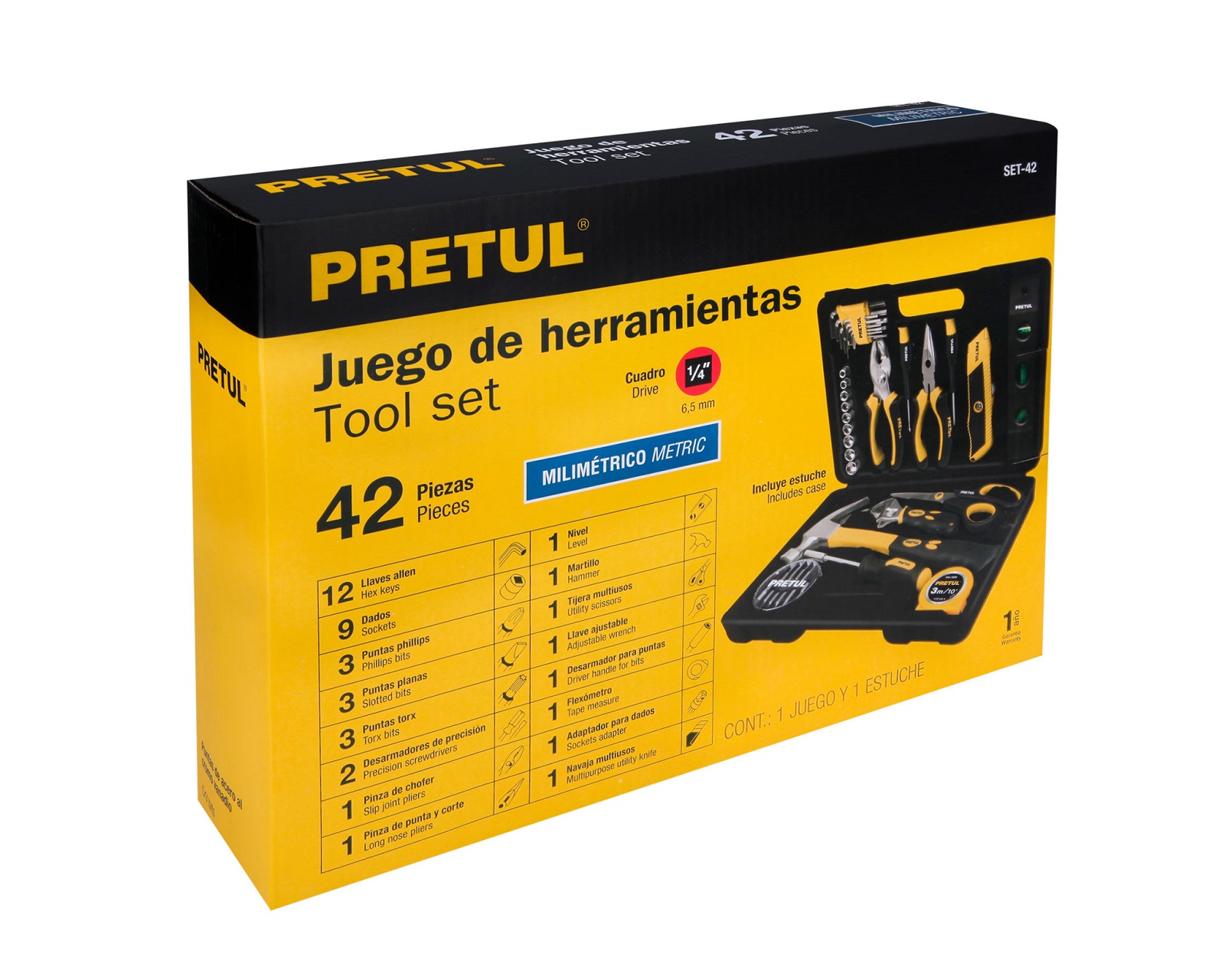 Foto 4 pulgar | Juego de Herramientas de 42 Piezas Pretul SET-42 color Negro