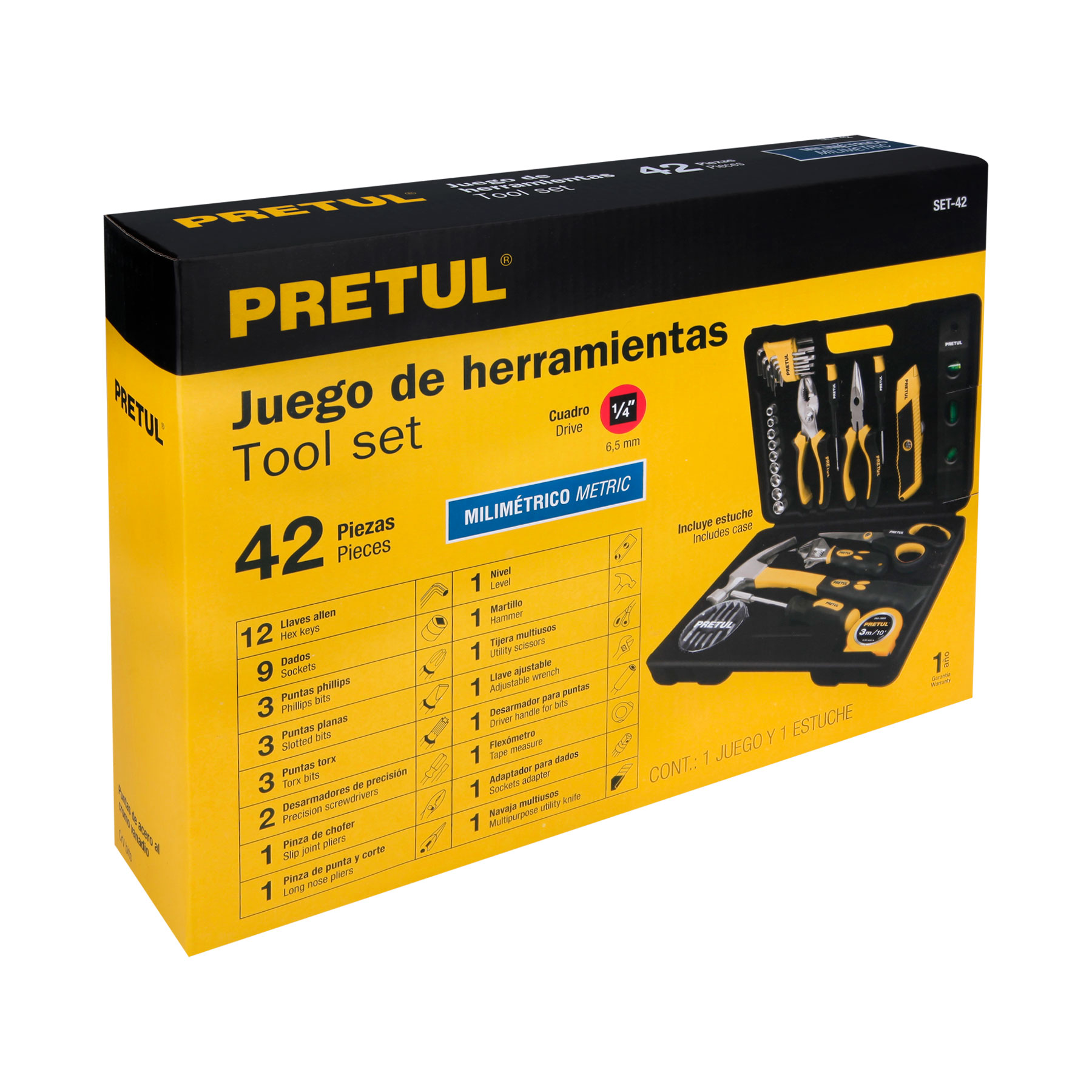 Foto 4 | Juego de Herramientas de 42 Piezas Pretul SET-42 color Negro