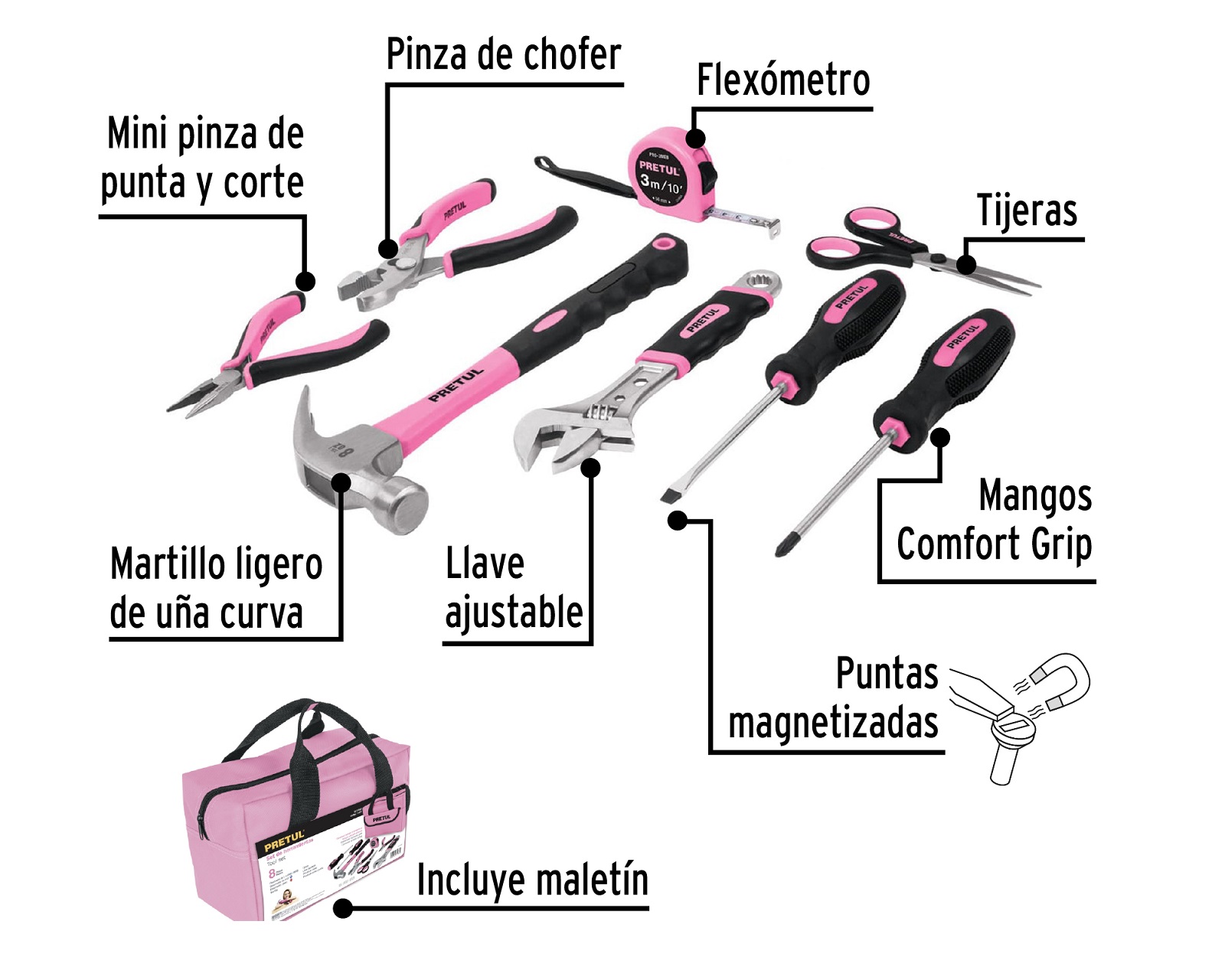 Foto 5 pulgar | Juego de Herramientas Casero Truper Set-ma8 de 8 pz más Maletín Rosa