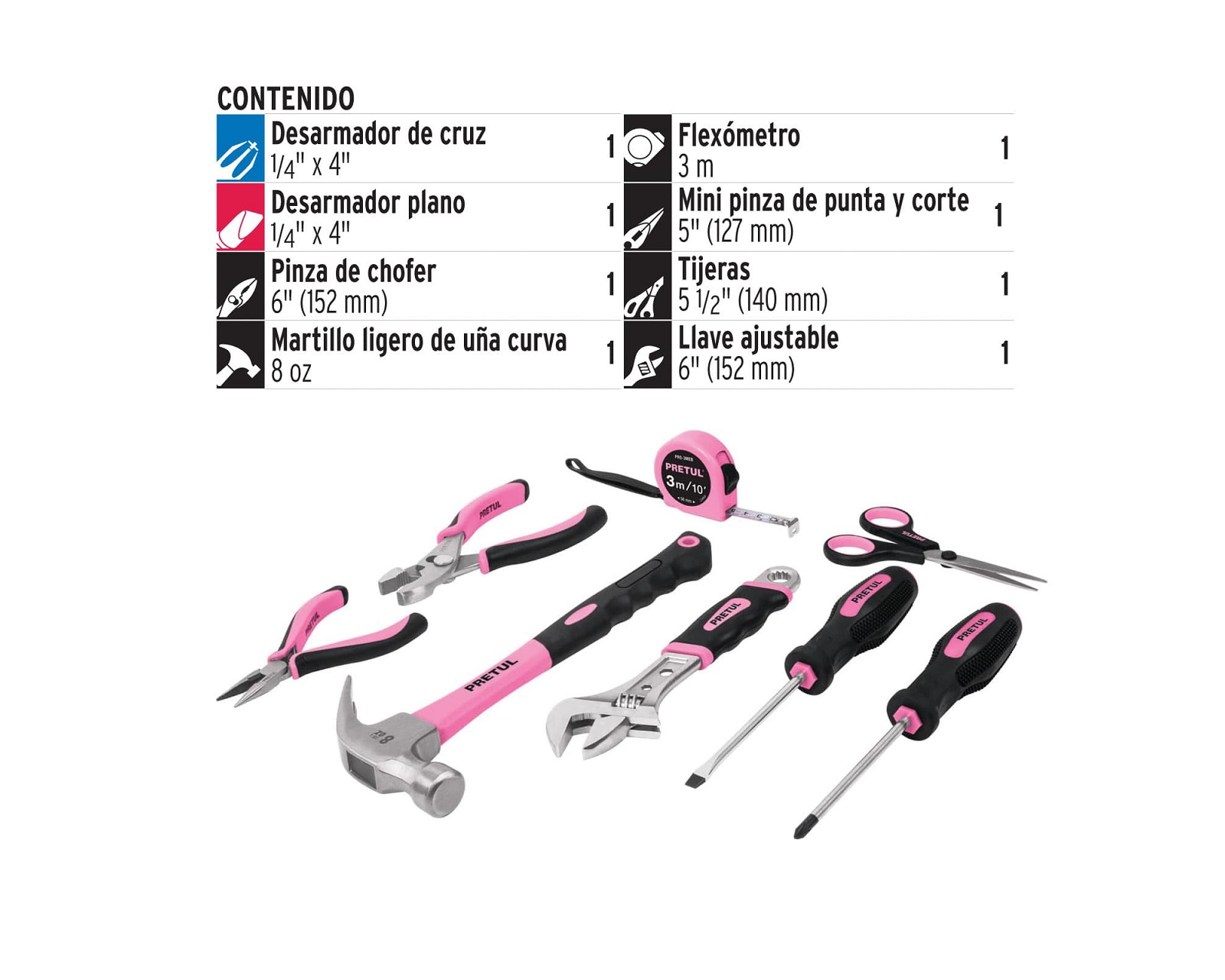 Foto 6 pulgar | Juego de Herramientas Casero Truper Set-ma8 de 8 pz más Maletín Rosa