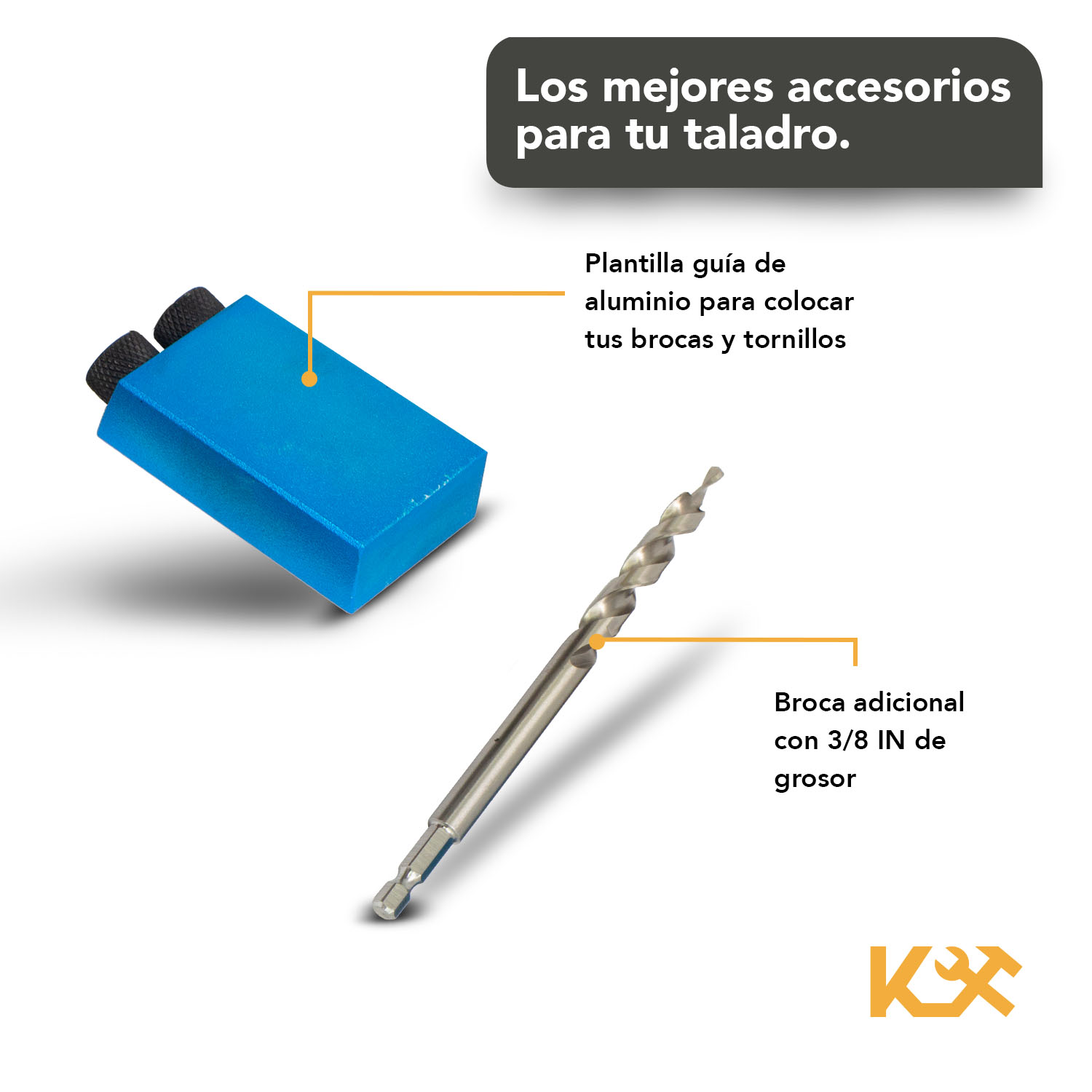 Foto 4 pulgar | Kit 18 Brocas Puntas Plantilla Guía Conexión Rápida Taladro