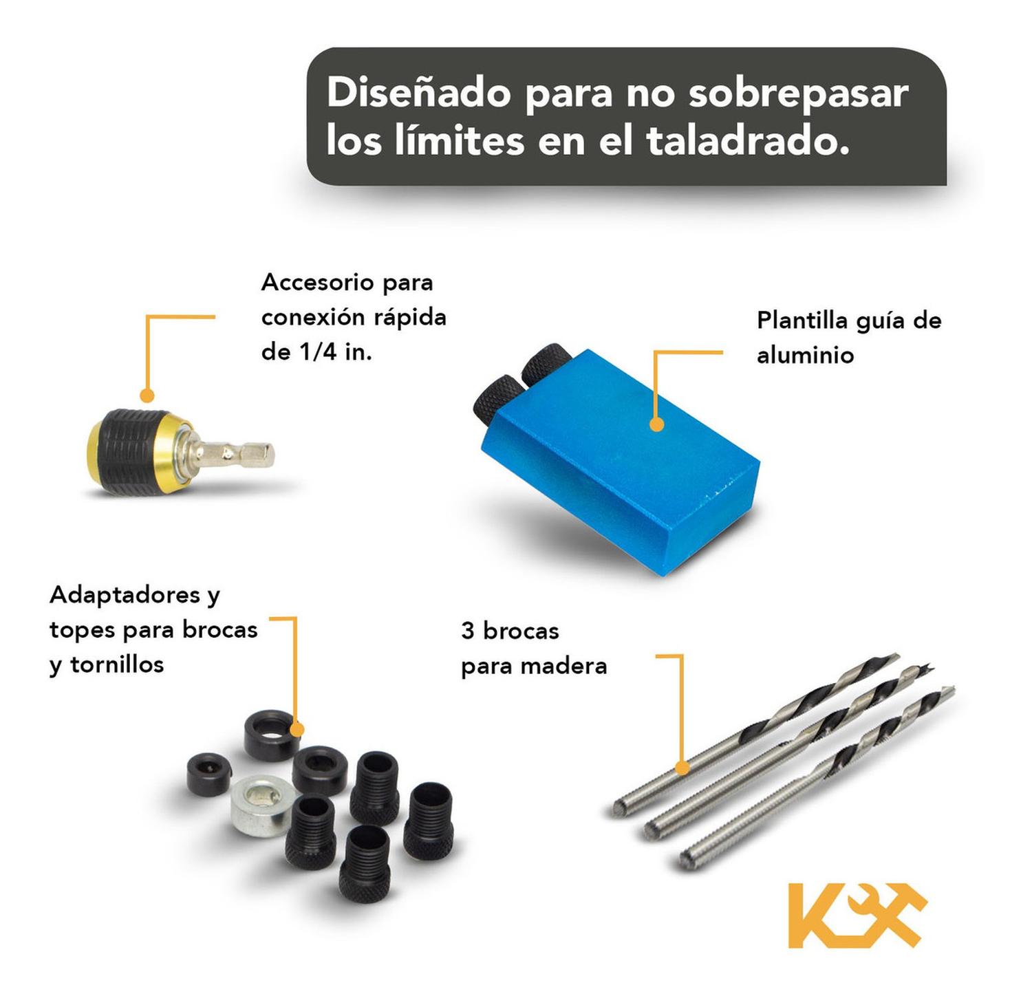Foto 5 pulgar | Kit 18 Brocas Puntas Plantilla Guía Conexión Rápida Taladro