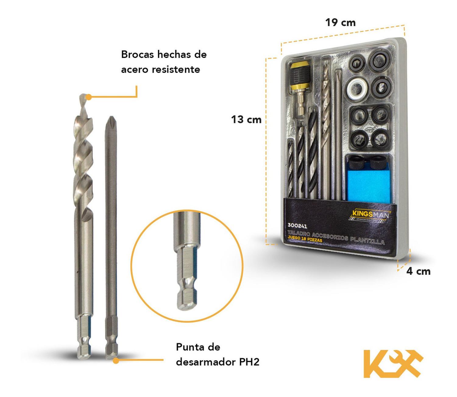 Foto 5 | Kit 18 Brocas Puntas Plantilla Guía Conexión Rápida Taladro