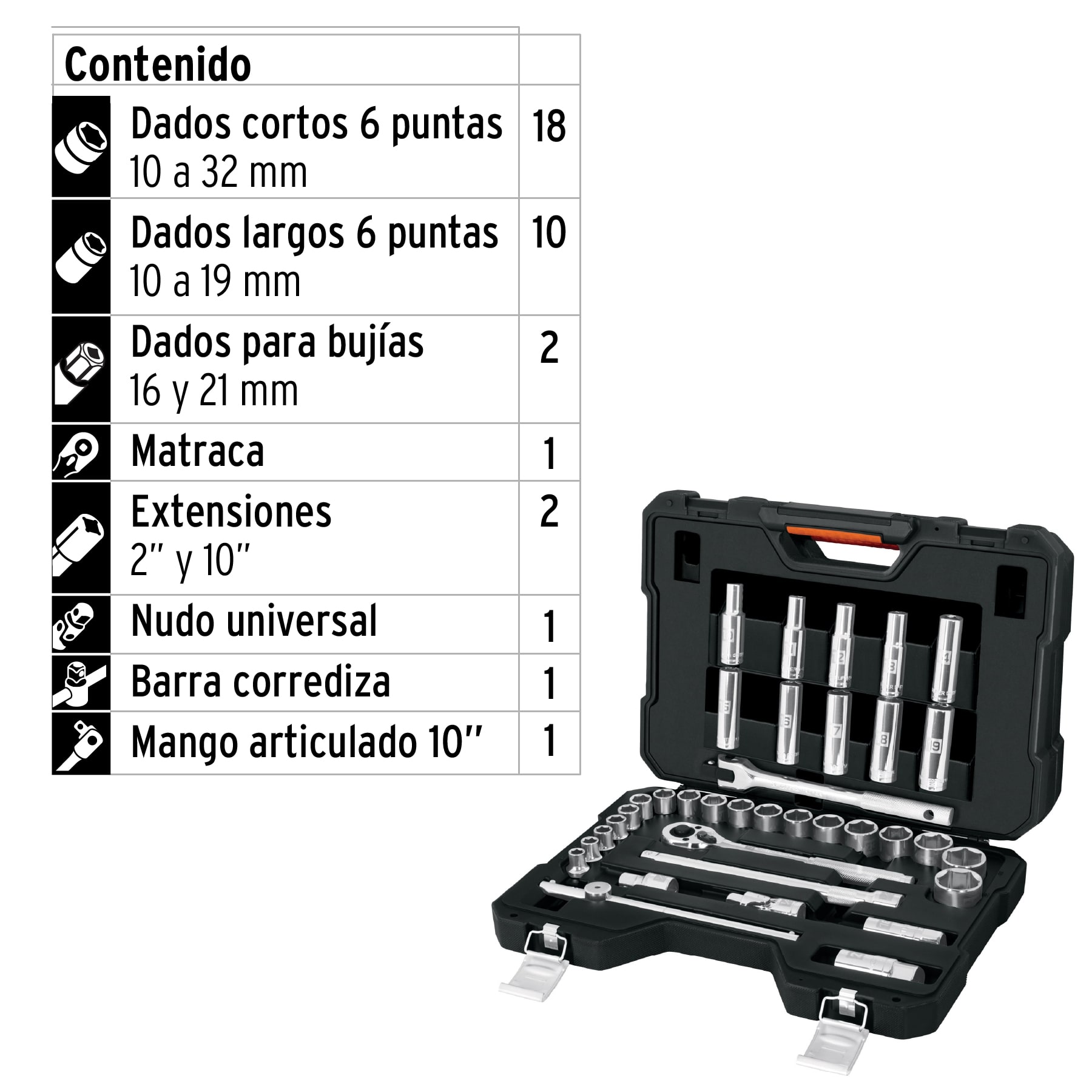 Foto 3 | Juego de 36 Herramientas Truper Cuadro 1/2'' Mm para Mecánico