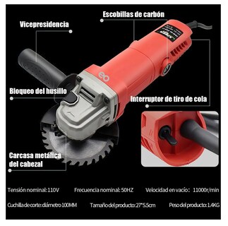Foto 3 | Kit Esmeriladora Angular 710w 110v para Corte Eo Safe Imports Esi-250 Rojo