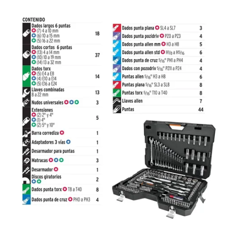 Foto 4 pulgar | Juego de Herramientas Truper JD-210MP 210 Piezas