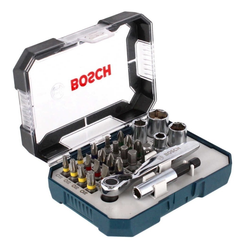 Juego De Puntas Dados Y Matraca Bosch 26 Piezas  2607017407