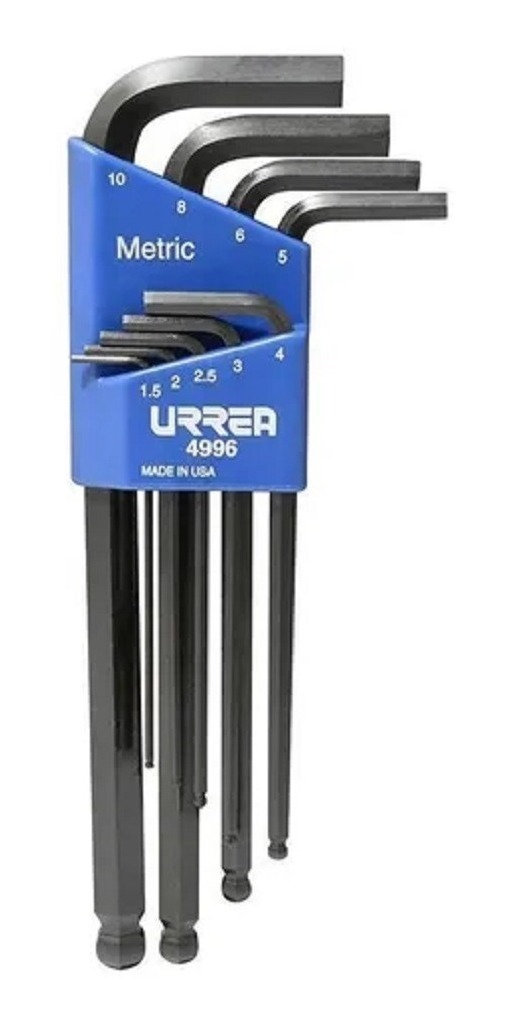 Urrea (u4996) Juego De 9 Llaves Allen De Bola 1.5 A 10mm