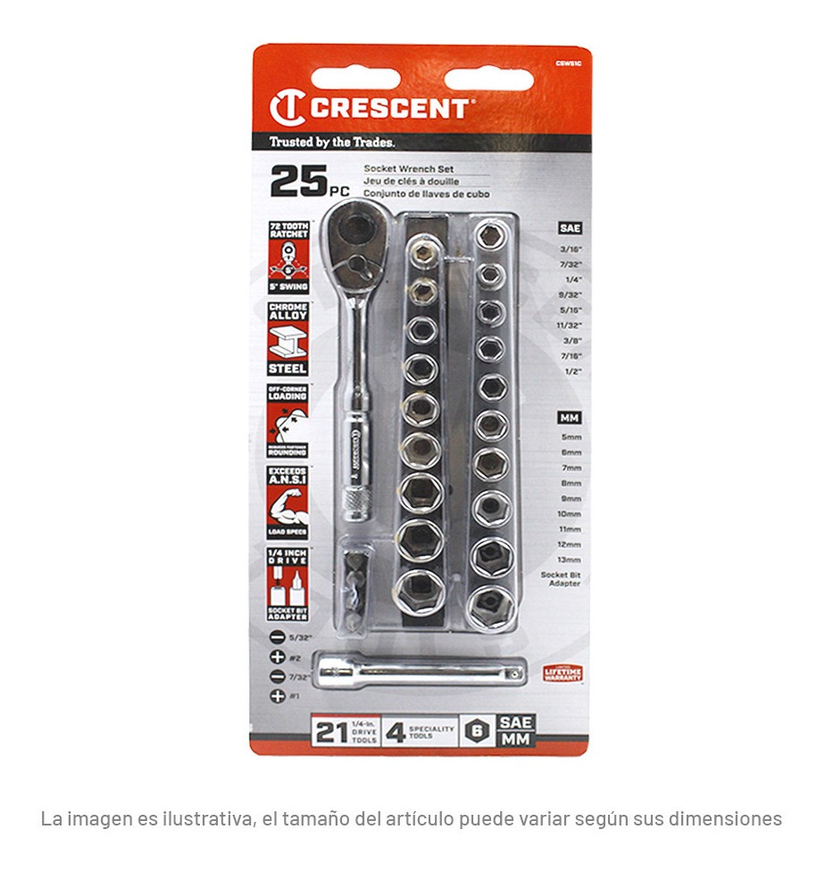 Dados Sae-mm C/matraca Juego Csws1c Crescent 1/4plg