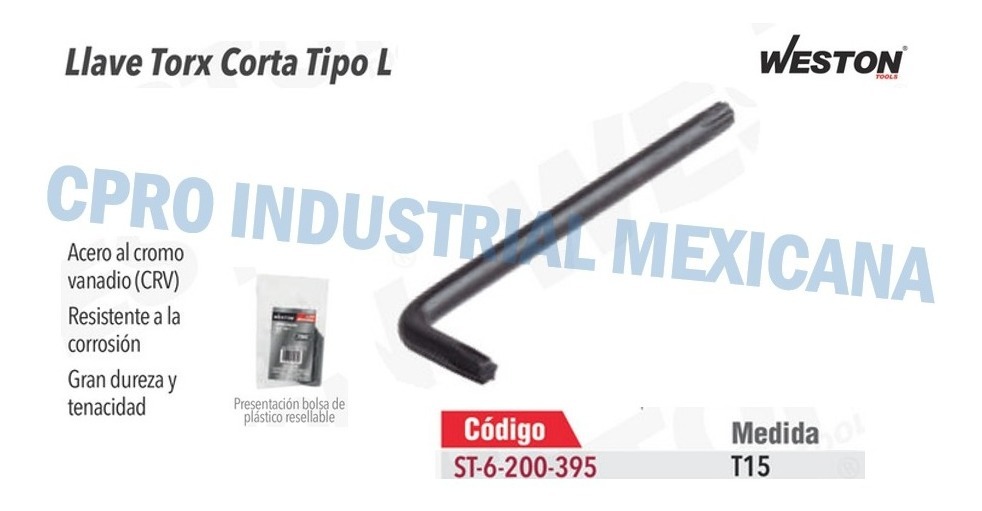 Foto 3 pulgar | Llave Hex, L Puntas Torx Corta Crv T15 Paq C/30pzs