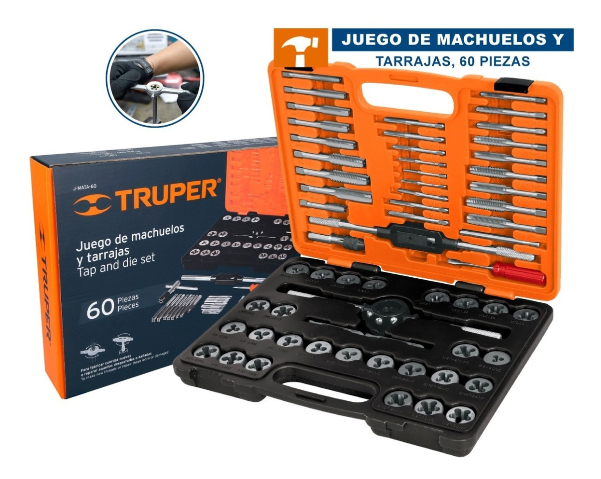 Juego De Machuelos Y Tarrajas, 60 Piezas Truper 11443