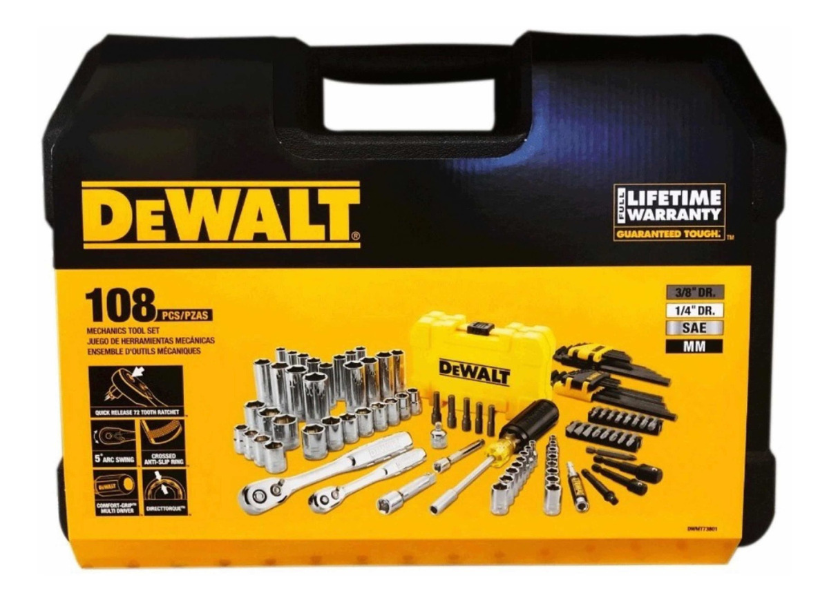 Juego De Herramientas Mecánicas Dewalt Dwmt73801 108 Piezas