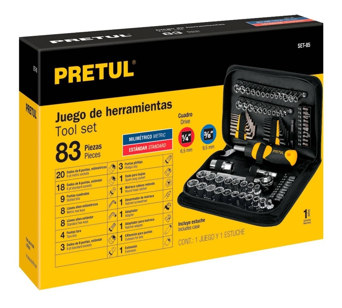 Foto 3 pulgar | Juego De Herramienta Para Mecánico 85 Piezas Set-85 Pretul