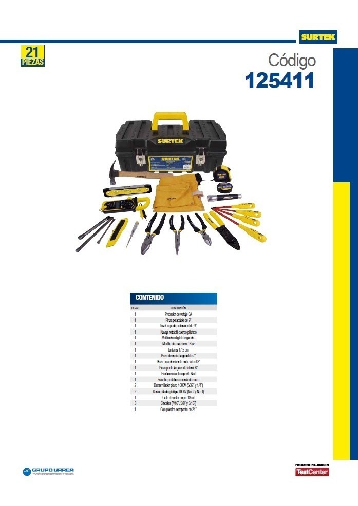 Foto 2 | Juego Para Electricista De 21 Piezas Surtek 125411