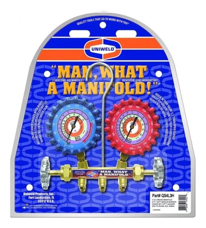 Juego Manometro Con Mangueras (90cm) Uniweld R410/r22/404a