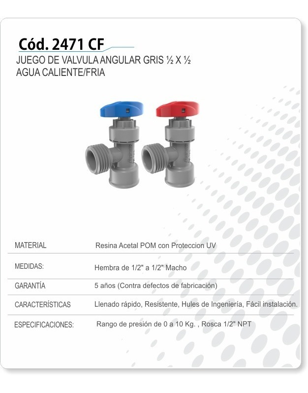 Foto 3 pulgar | Jgo Llaves Angulares Fleximatic 2471 C/f 1/2  Paq. 5 Jgos